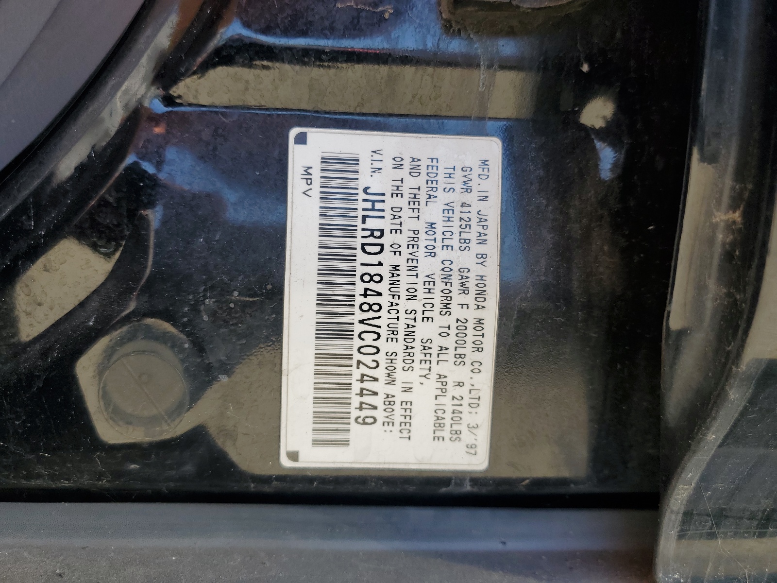 JHLRD1848VC024449 1997 Honda Cr-V Lx