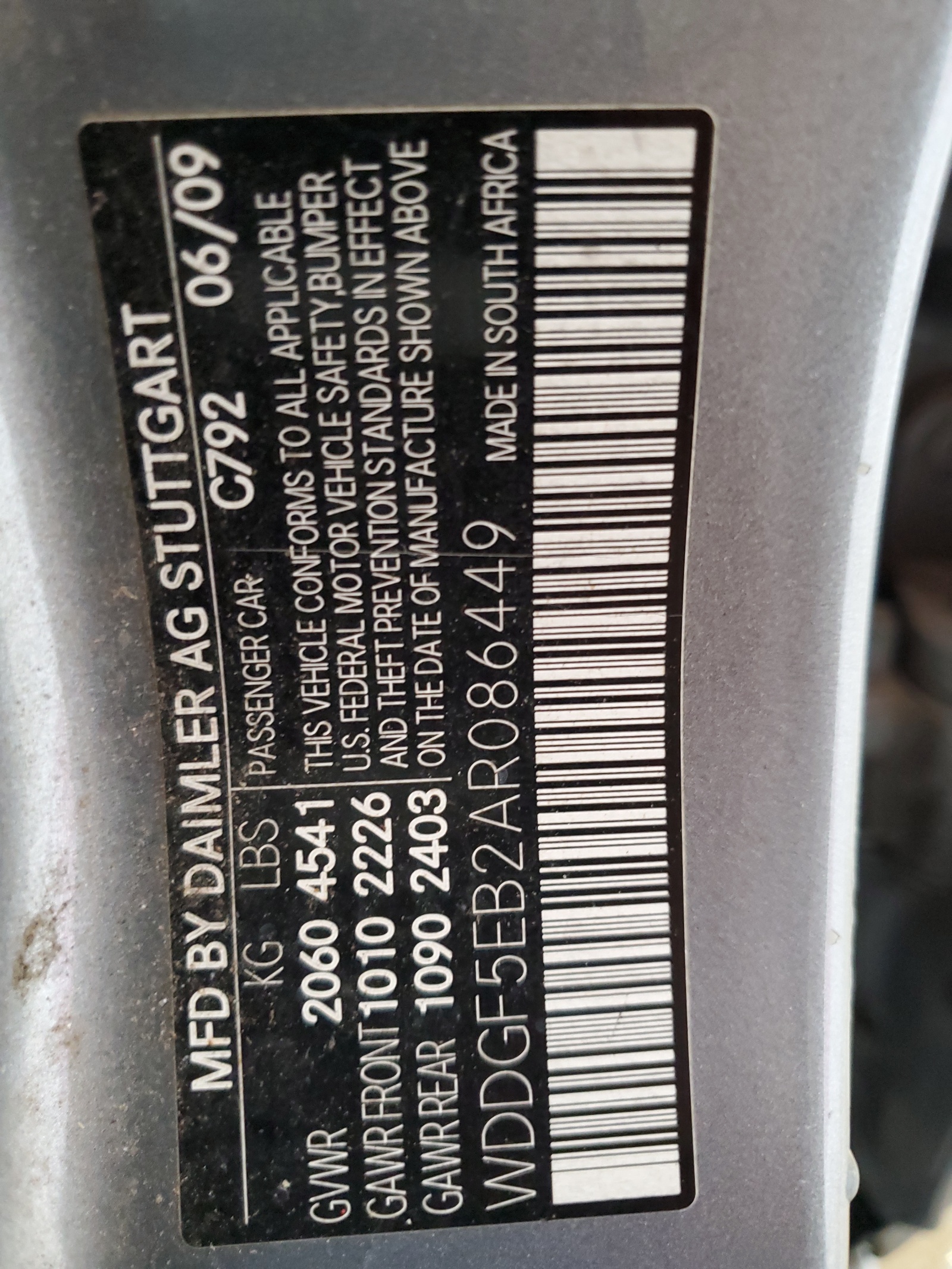 WDDGF5EB2AR086449 2010 Mercedes-Benz C 300