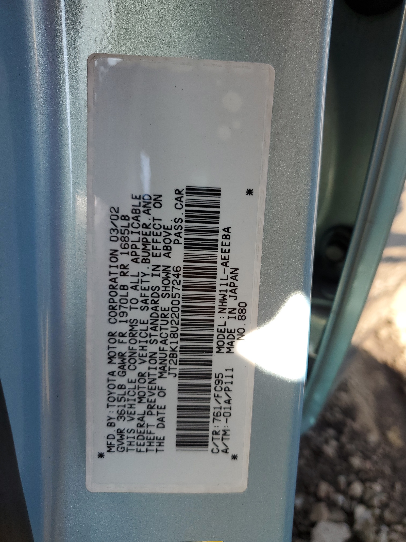 JT2BK18U220057246 2002 Toyota Prius