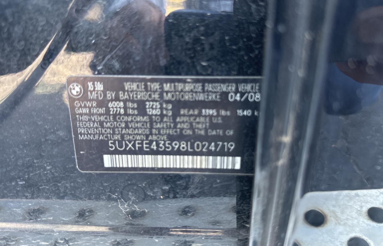 2008 BMW X5 3.0I VIN: 5UXFE43598L024719 Lot: 63997804