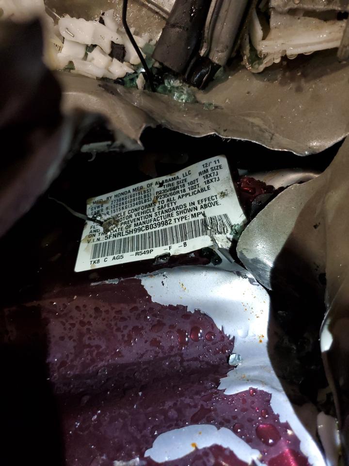 2012 Honda Odyssey Touring VIN: 5FNRL5H99CB039982 Lot: 61828264