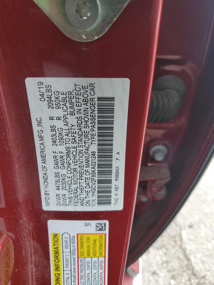 1HGCV2F95KA021246 2019 HONDA ACCORD - Image 13