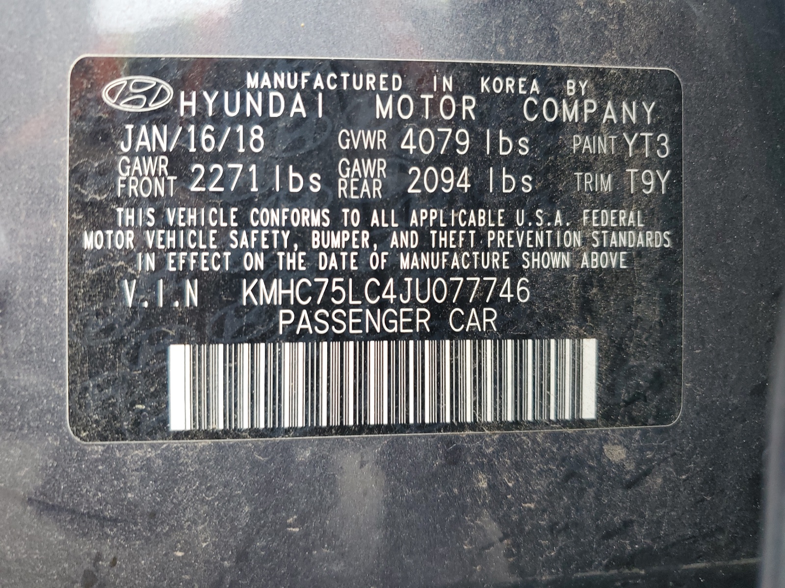 KMHC75LC4JU077746 2018 Hyundai Ioniq Sel