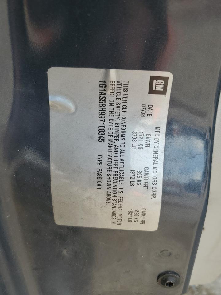 2009 Chevrolet Cobalt Ls VIN: 1G1AS58H997108345 Lot: 62344724