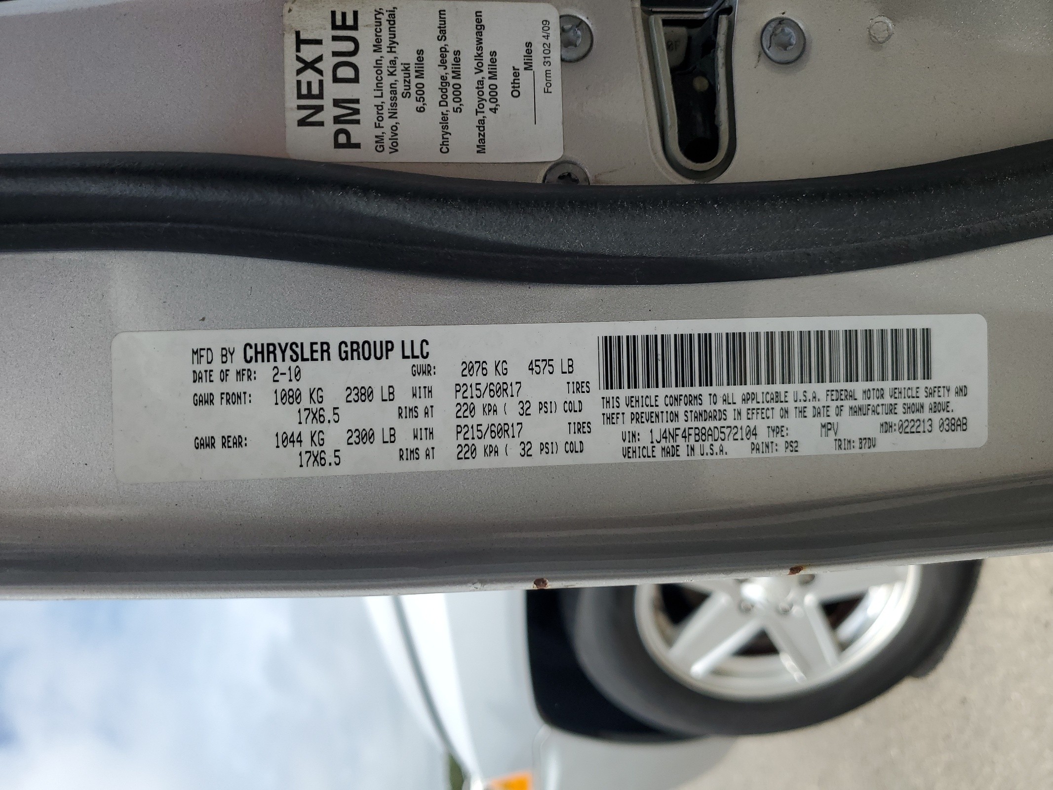 1J4NF4FB8AD572104 2010 Jeep Compass Sport