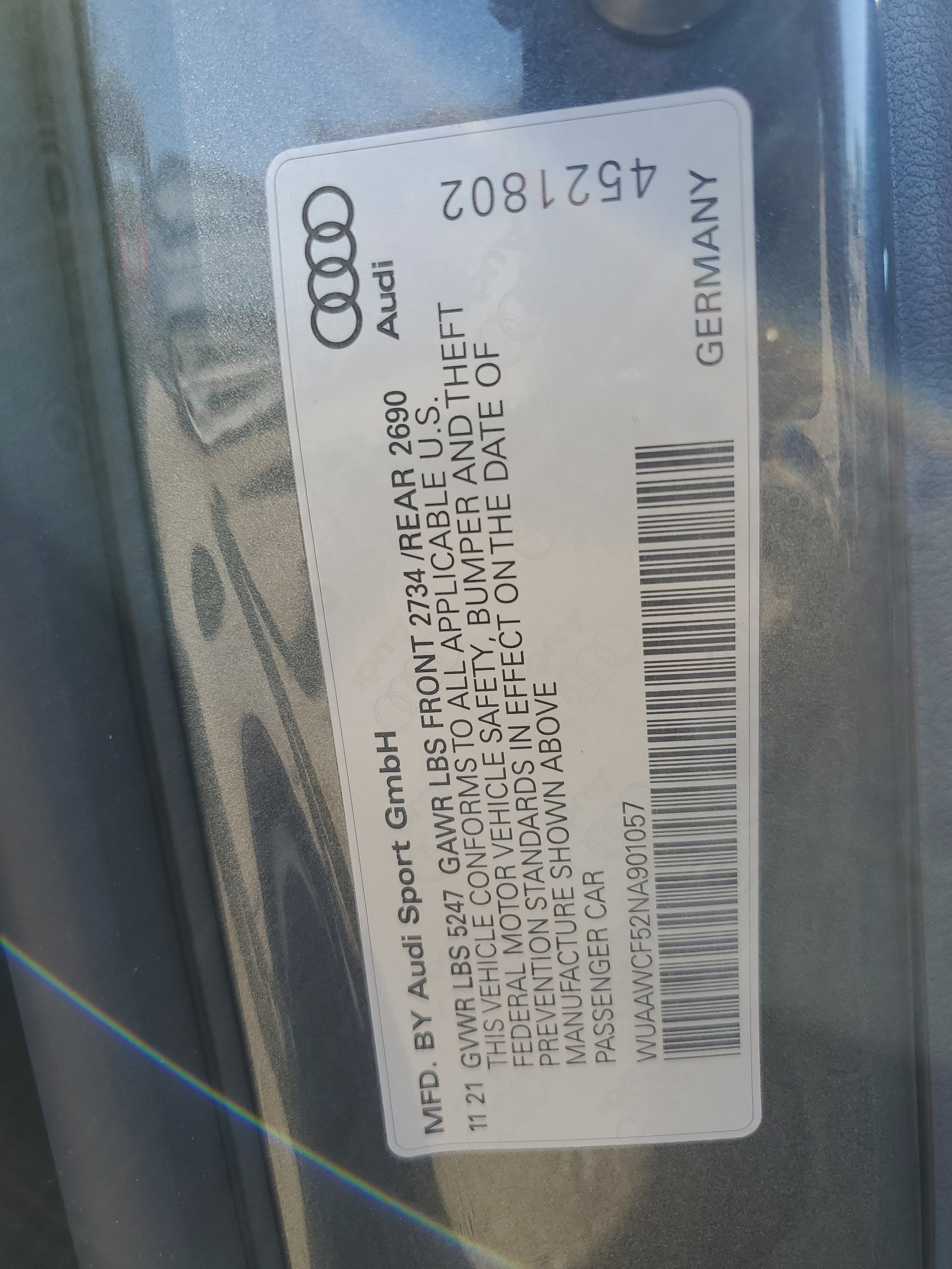 WUAAWCF52NA901057 Audi S5/rs5 2022. Фото: 12
