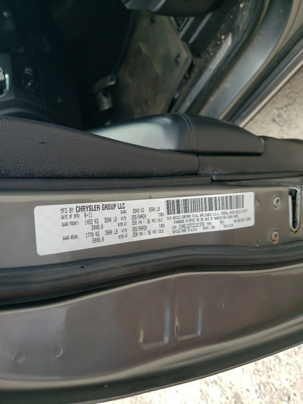 1C4RDJDG7CC121376 2012 Dodge Durango Crew