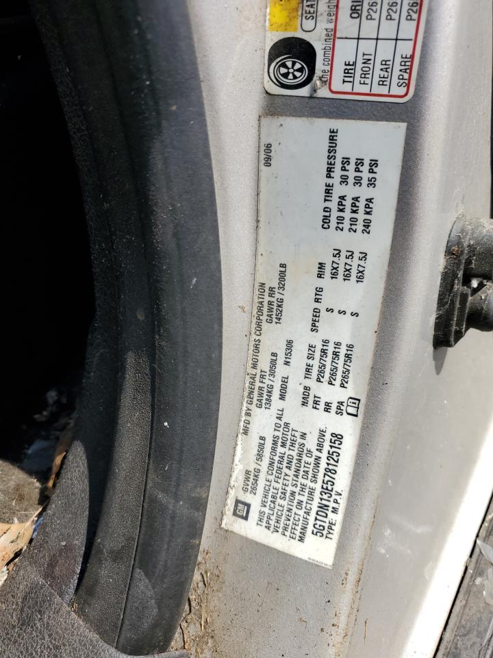 2007 Hummer H3 VIN: 5GTDN13E578125158 Lot: 65489484