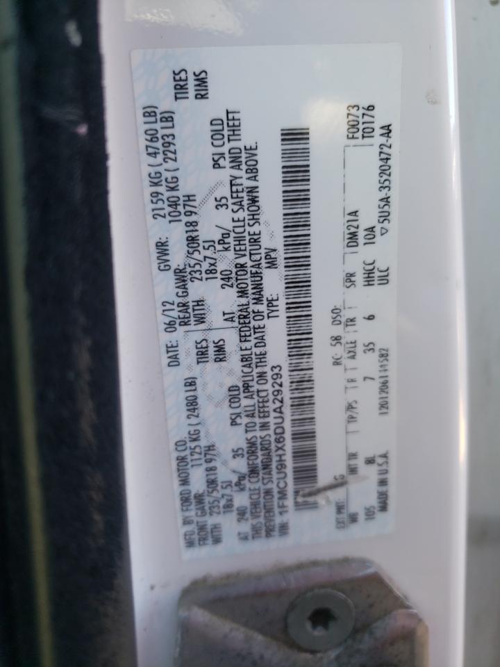 2013 Ford Escape Sel VIN: 1FMCU9HX6DUA29293 Lot: 61751314