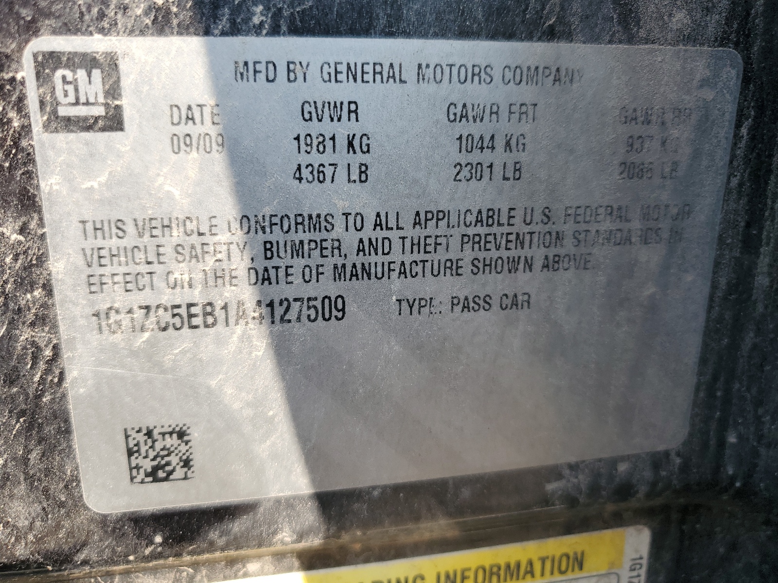 1G1ZC5EB1A4127509 2010 Chevrolet Malibu 1Lt