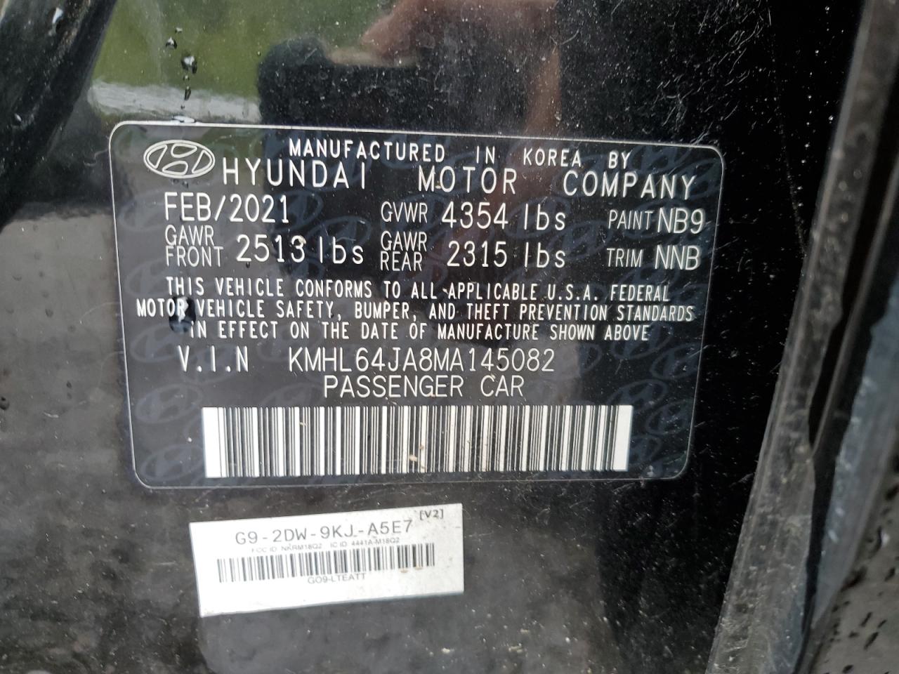 2021 Hyundai Sonata Sel VIN: KMHL64JA8MA145082 Lot: 61455534