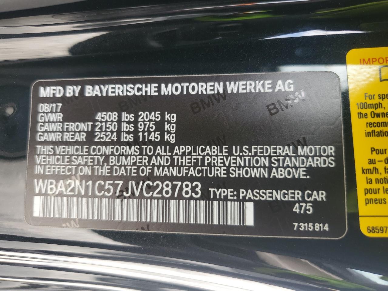 2018 BMW M240I VIN: WBA2N1C57JVC28783 Lot: 63416734