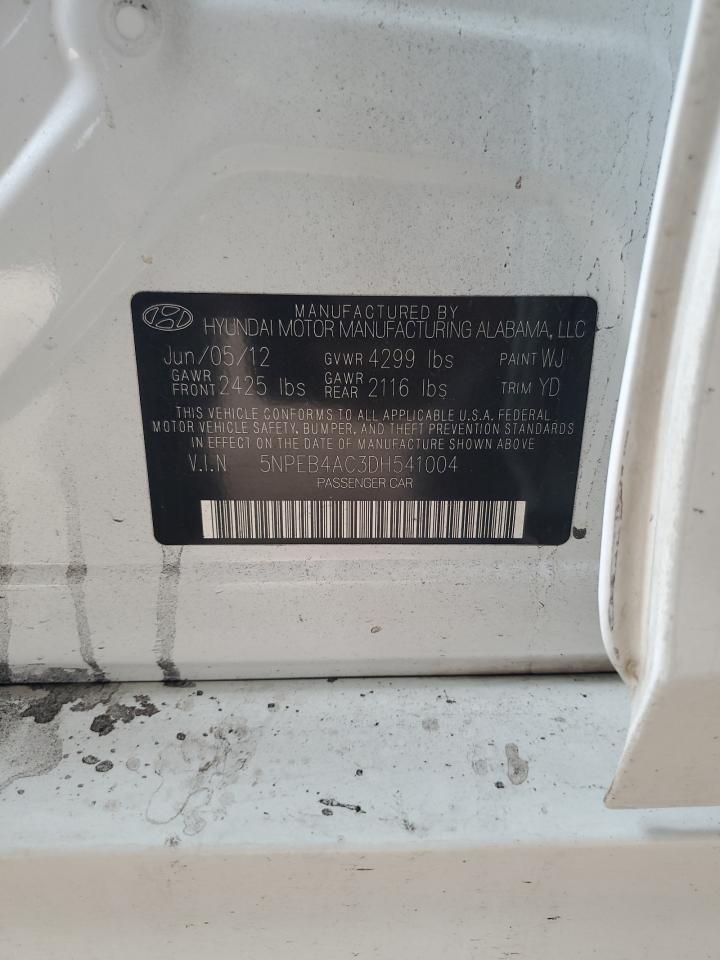 2013 Hyundai Sonata Gls VIN: 5NPEB4AC3DH541004 Lot: 61340224