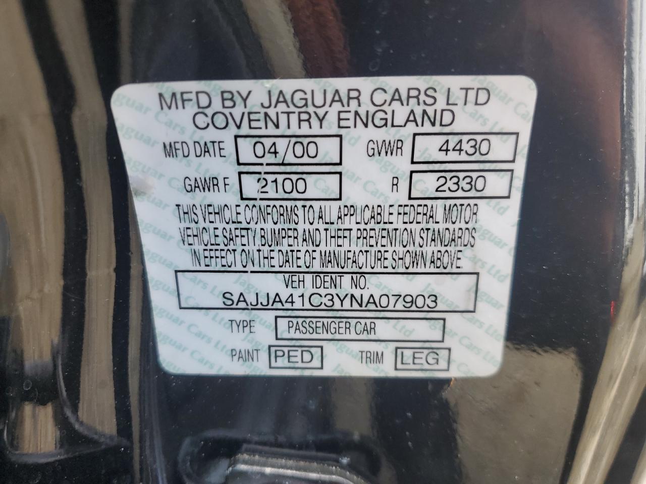 2000 Jaguar Xk8 VIN: SAJJA41C3YNA07903 Lot: 63585684