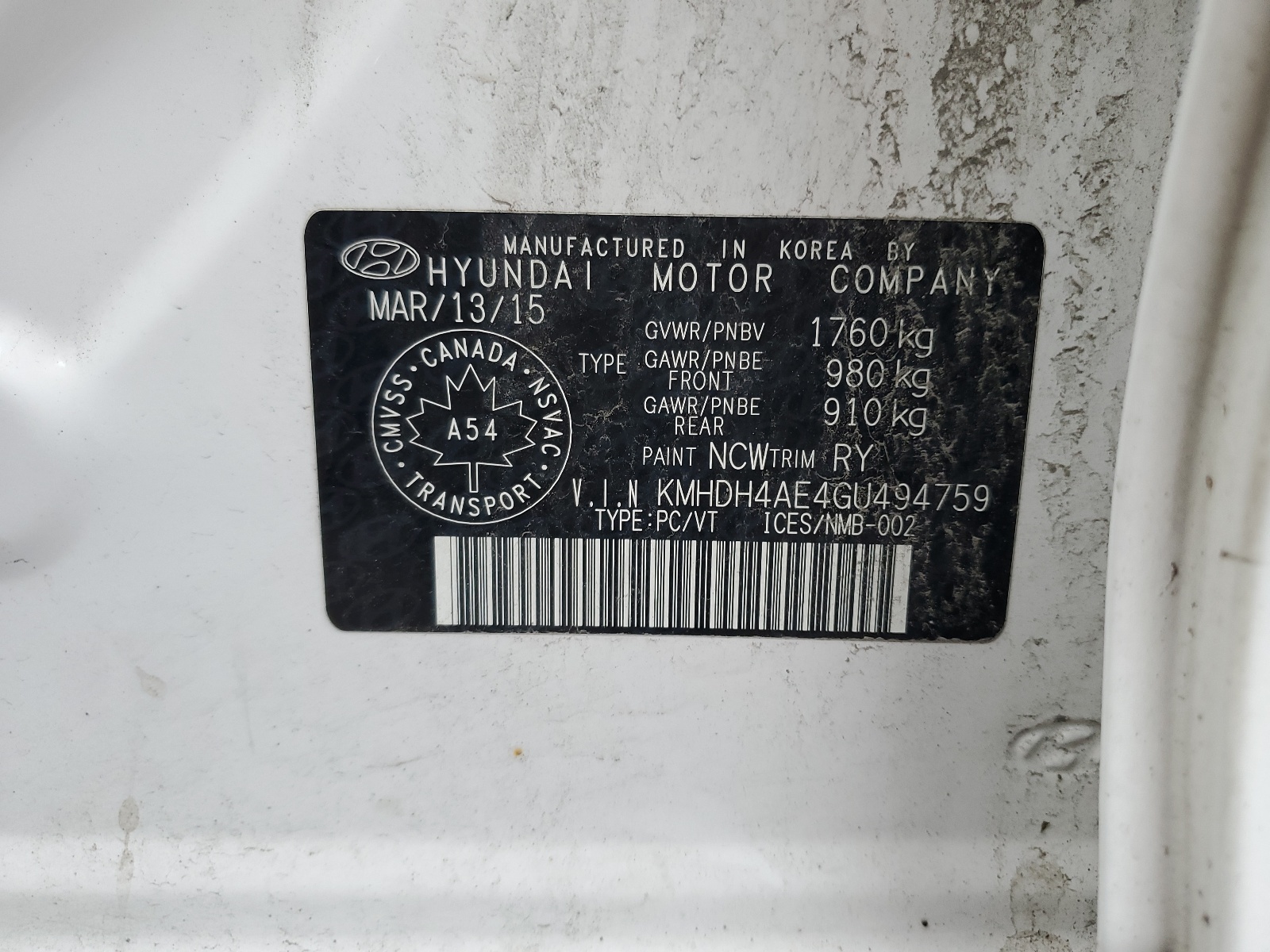 KMHDH4AE4GU494759 2016 Hyundai Elantra Se