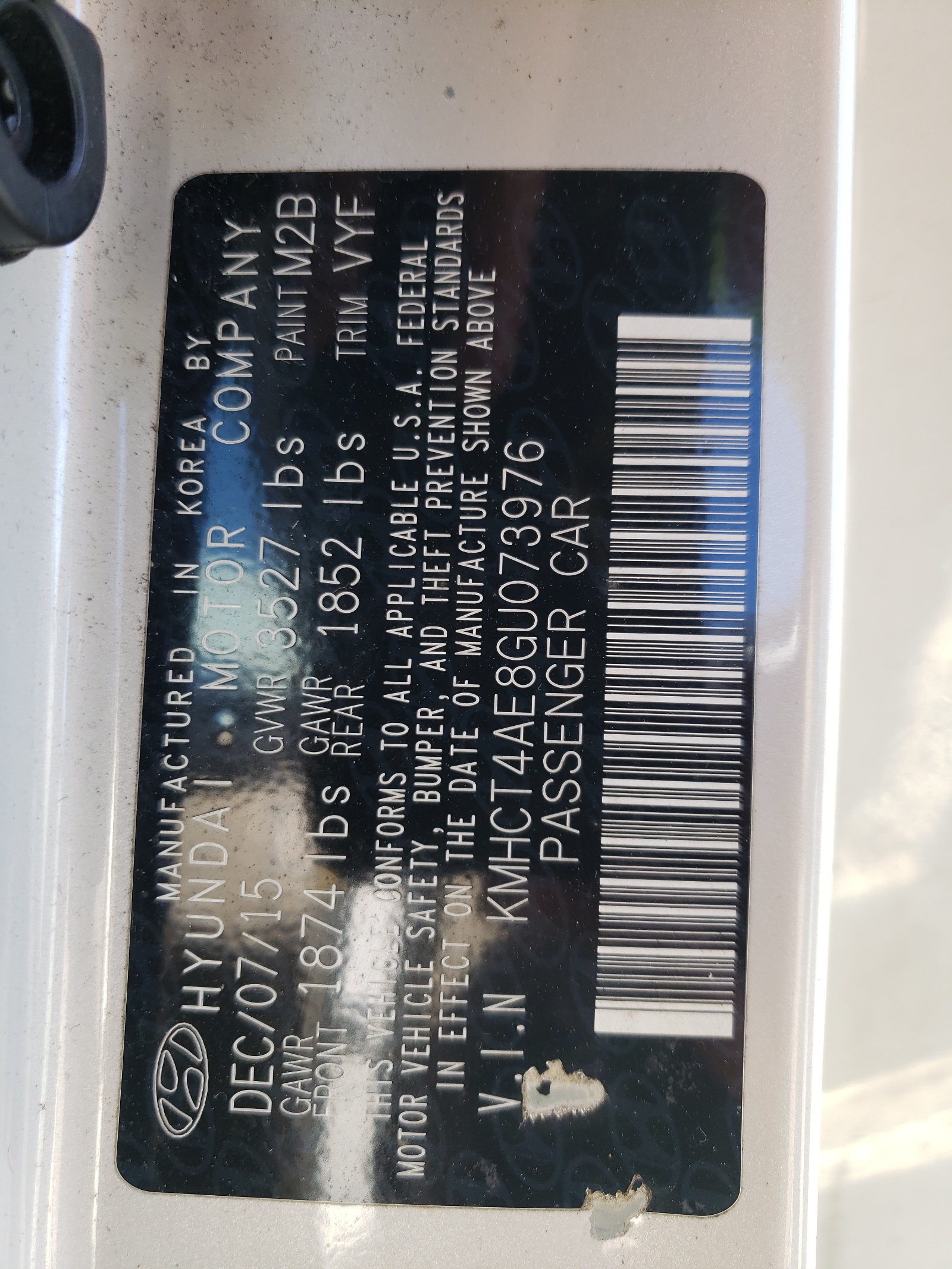 KMHCT4AE8GU073976 2016 Hyundai Accent Se