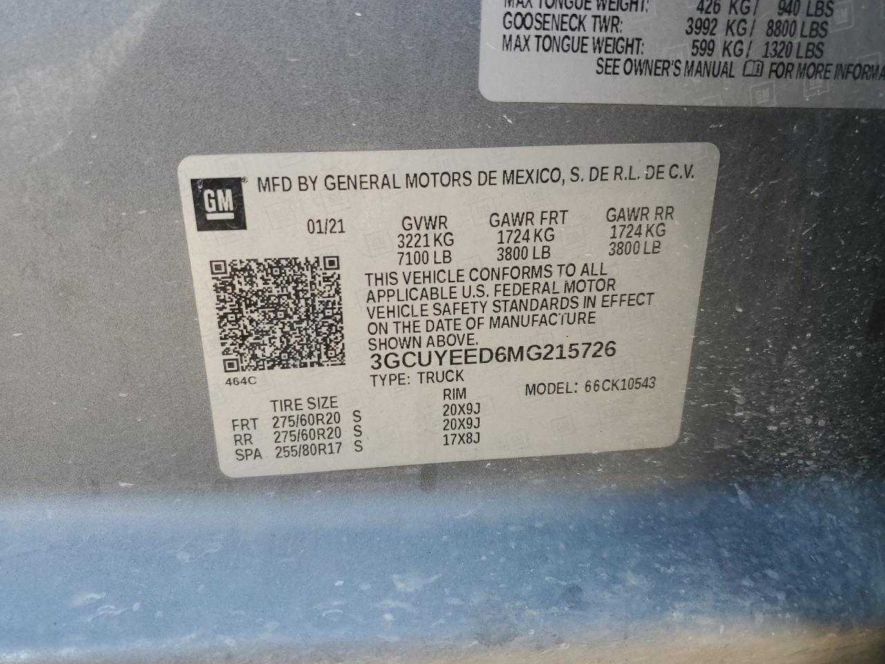 2021 Chevrolet Silverado K1500 Rst VIN: 3GCUYEED6MG215726 Lot: 63132664