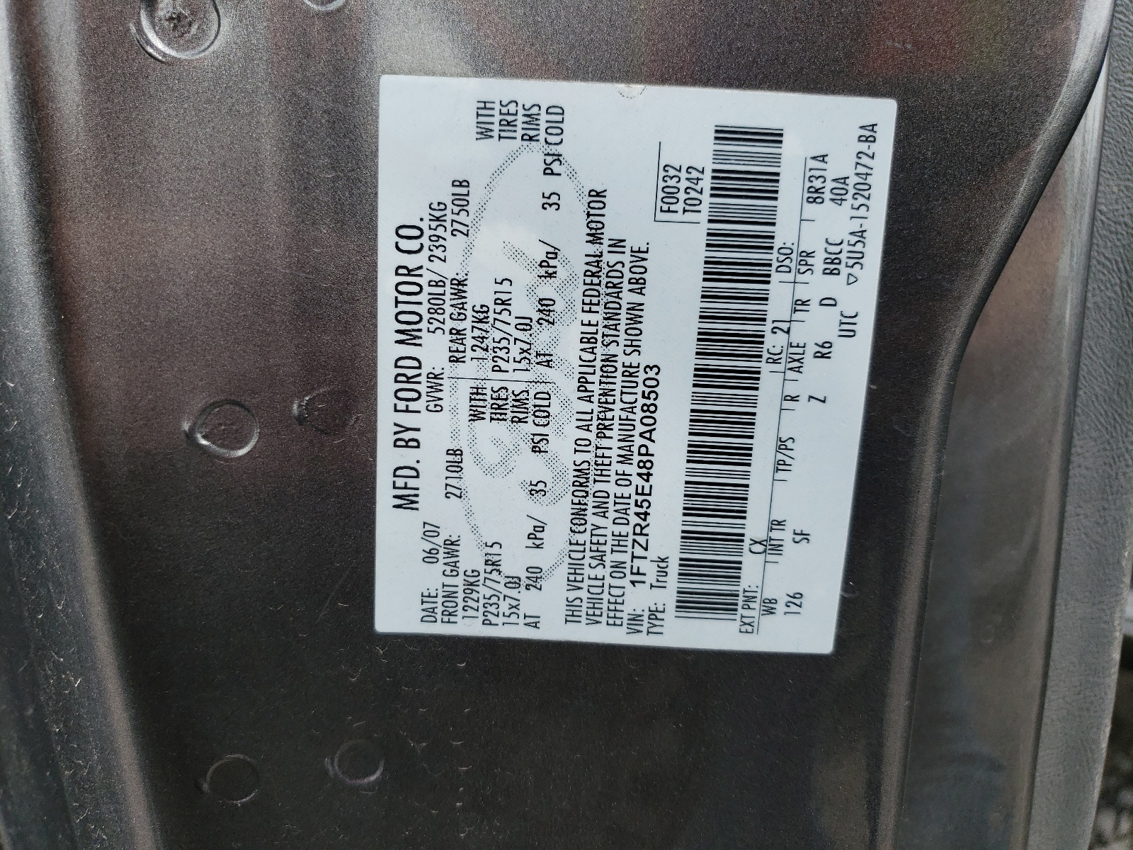 1FTZR45E48PA08503 2008 Ford Ranger Super Cab