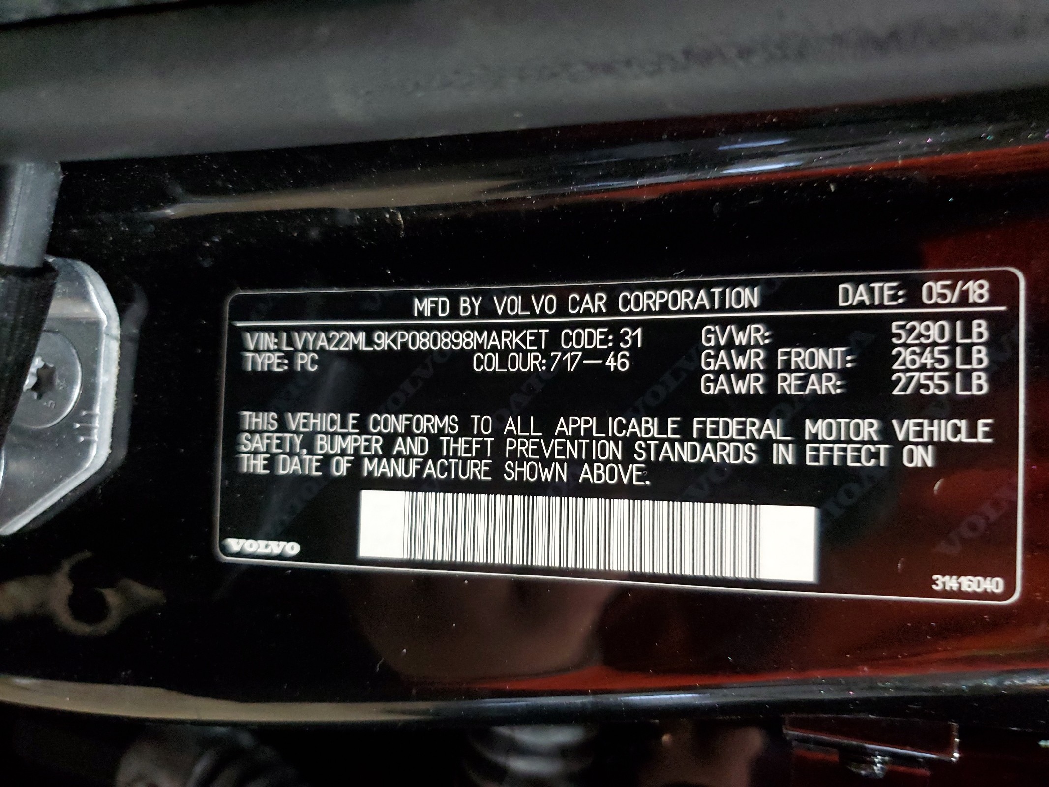 LVYA22ML9KP080898 2019 Volvo S90 T6 Inscription