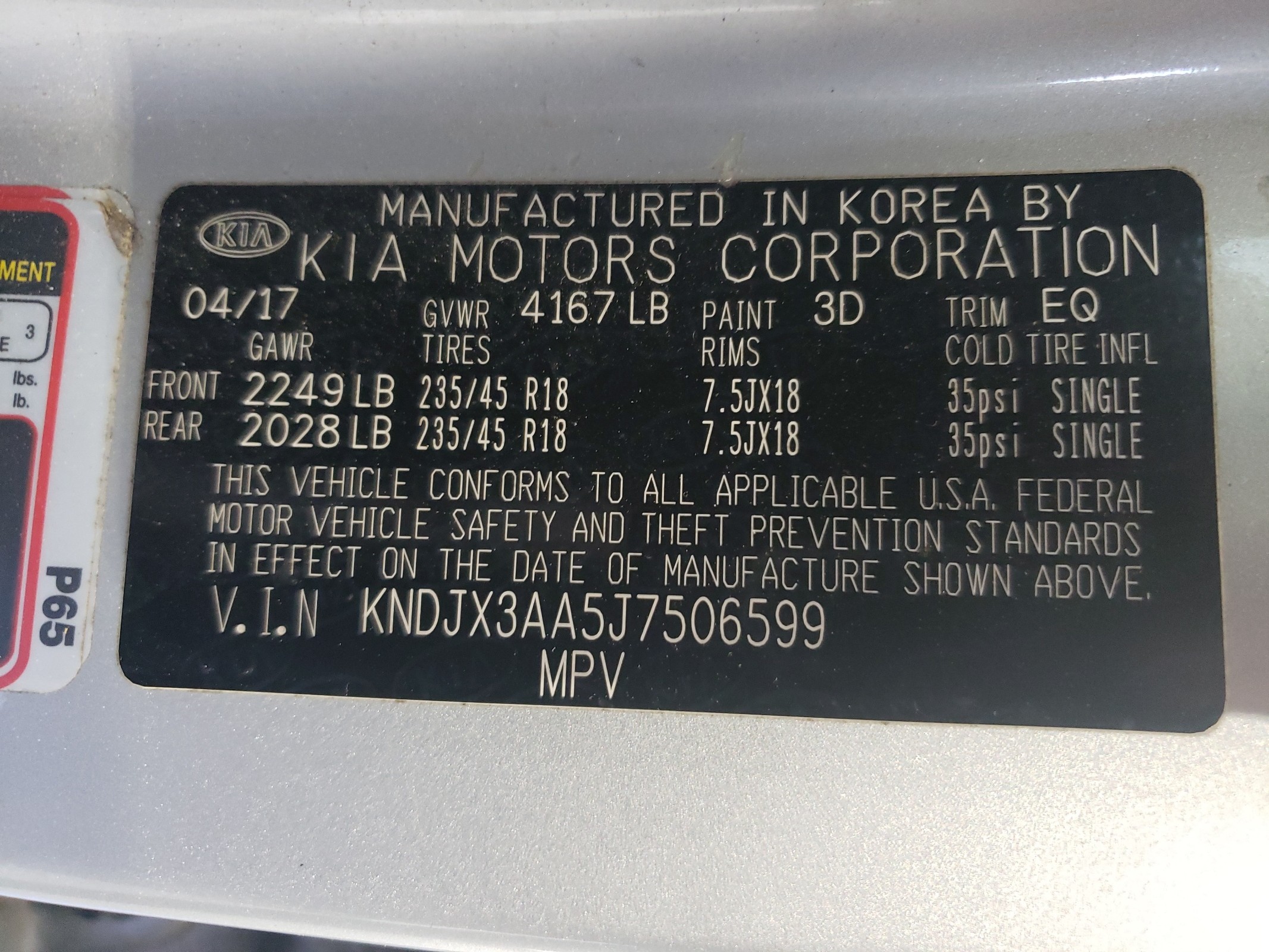 KNDJX3AA5J7506599 2018 Kia Soul !