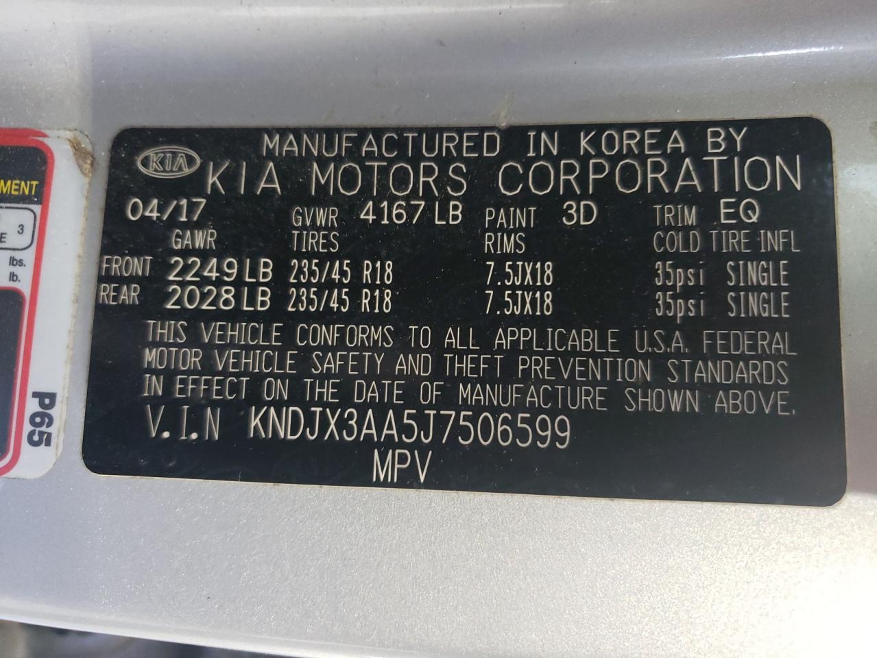 2018 Kia Soul ! VIN: KNDJX3AA5J7506599 Lot: 62077844