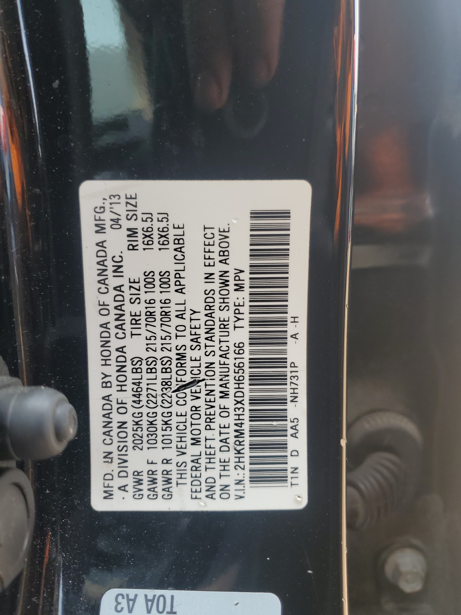 2HKRM4H3XDH656166 2013 Honda Cr-V Lx