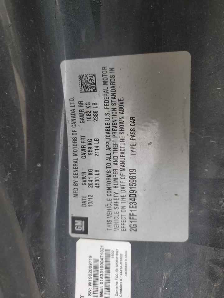 2013 Chevrolet Camaro Lt VIN: 2G1FF1E34D9159819 Lot: 64610944