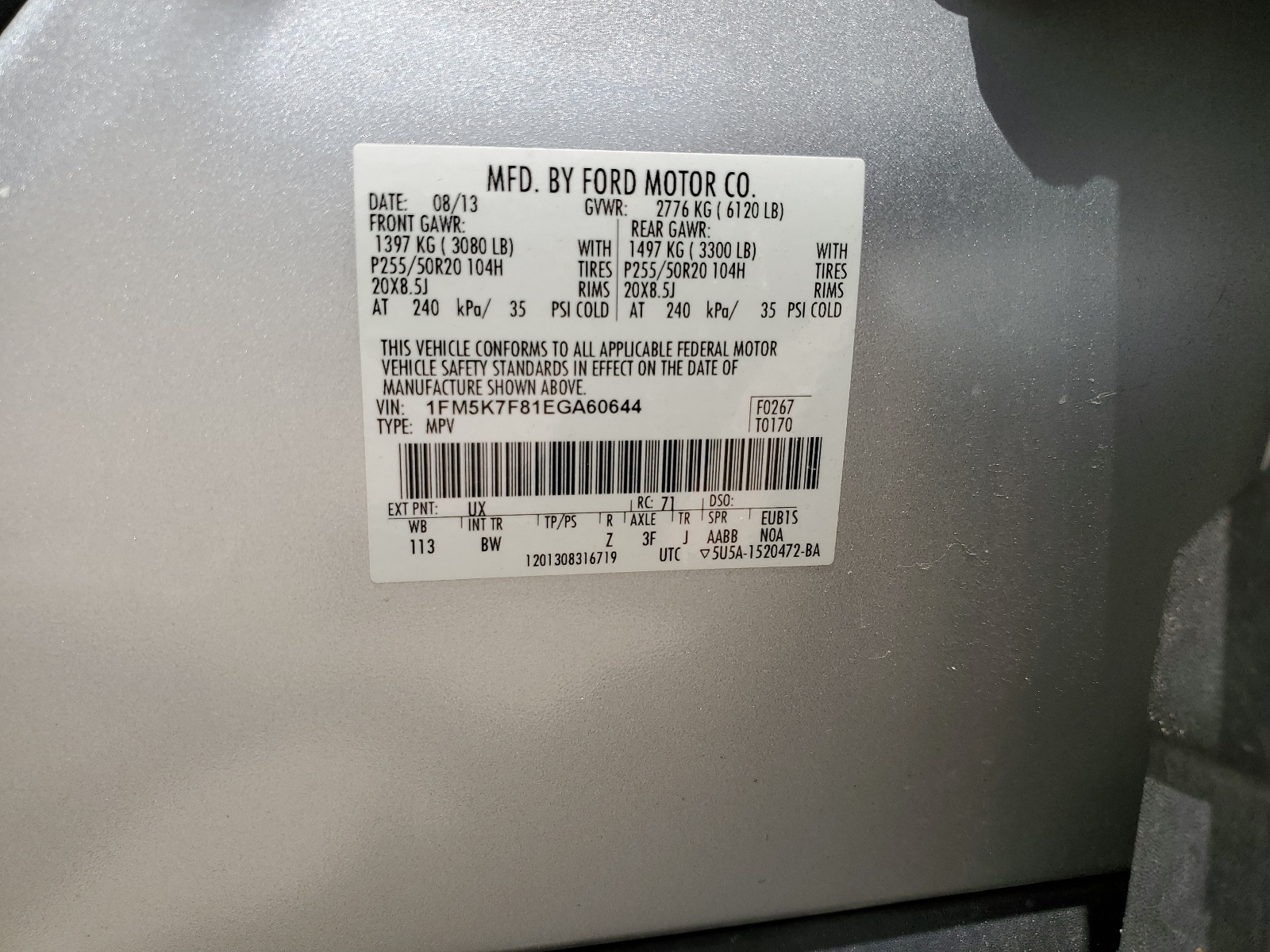 1FM5K7F81EGA60644 2014 Ford Explorer Limited