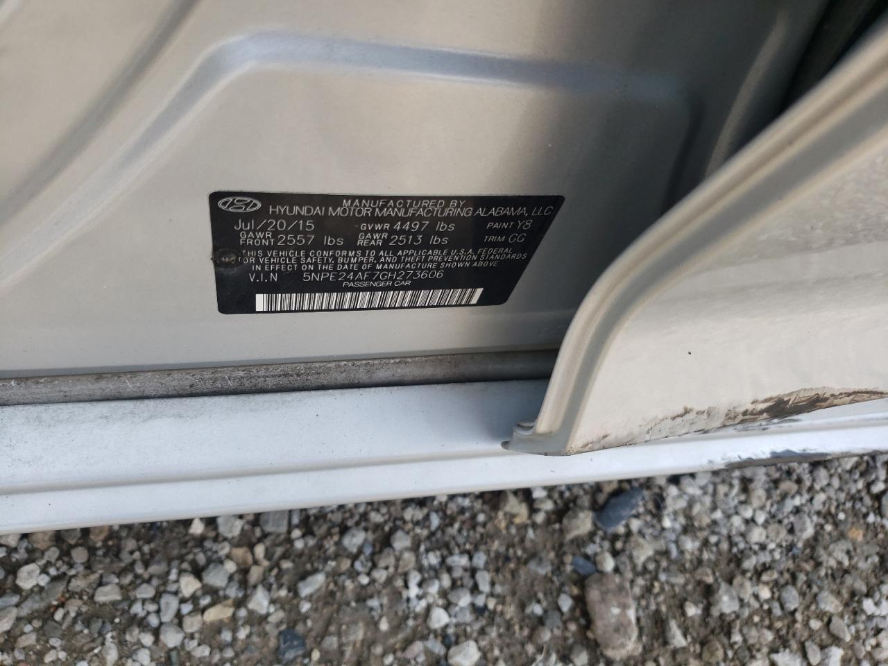 2016 Hyundai Sonata Se VIN: 5NPE24AF7GH273606 Lot: 62948204