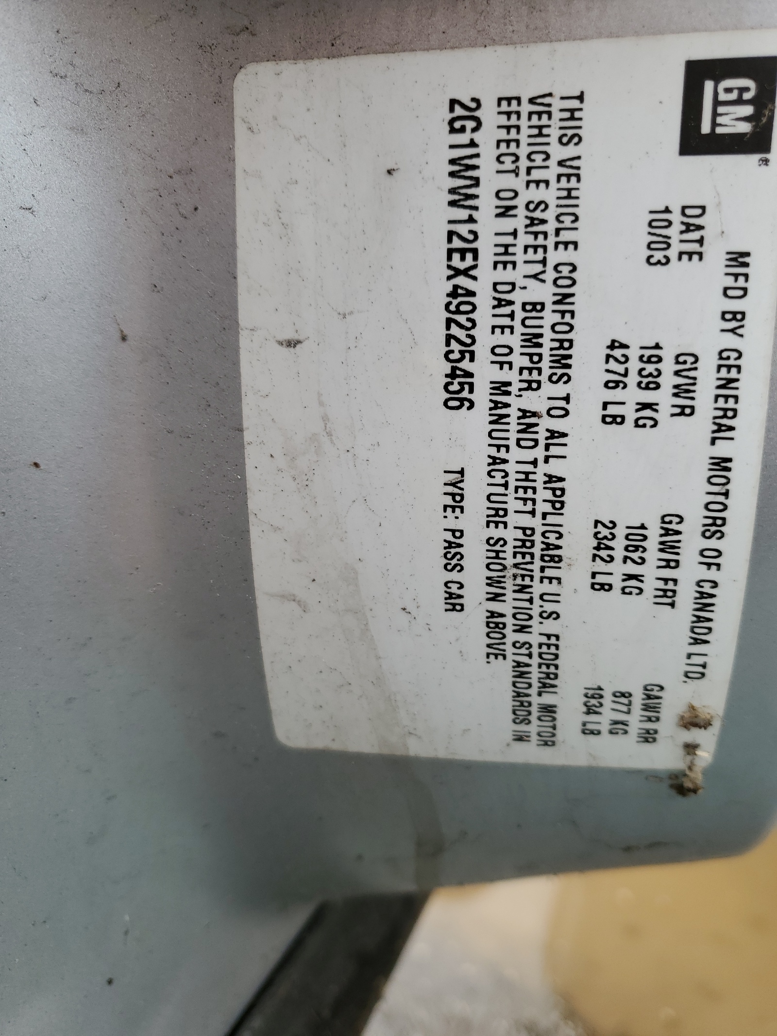 2G1WW12EX49225456 2004 Chevrolet Monte Carlo Ls