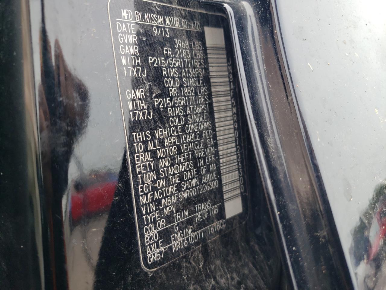 2013 Nissan Juke S VIN: JN8AF5MR9DT226300 Lot: 64755794