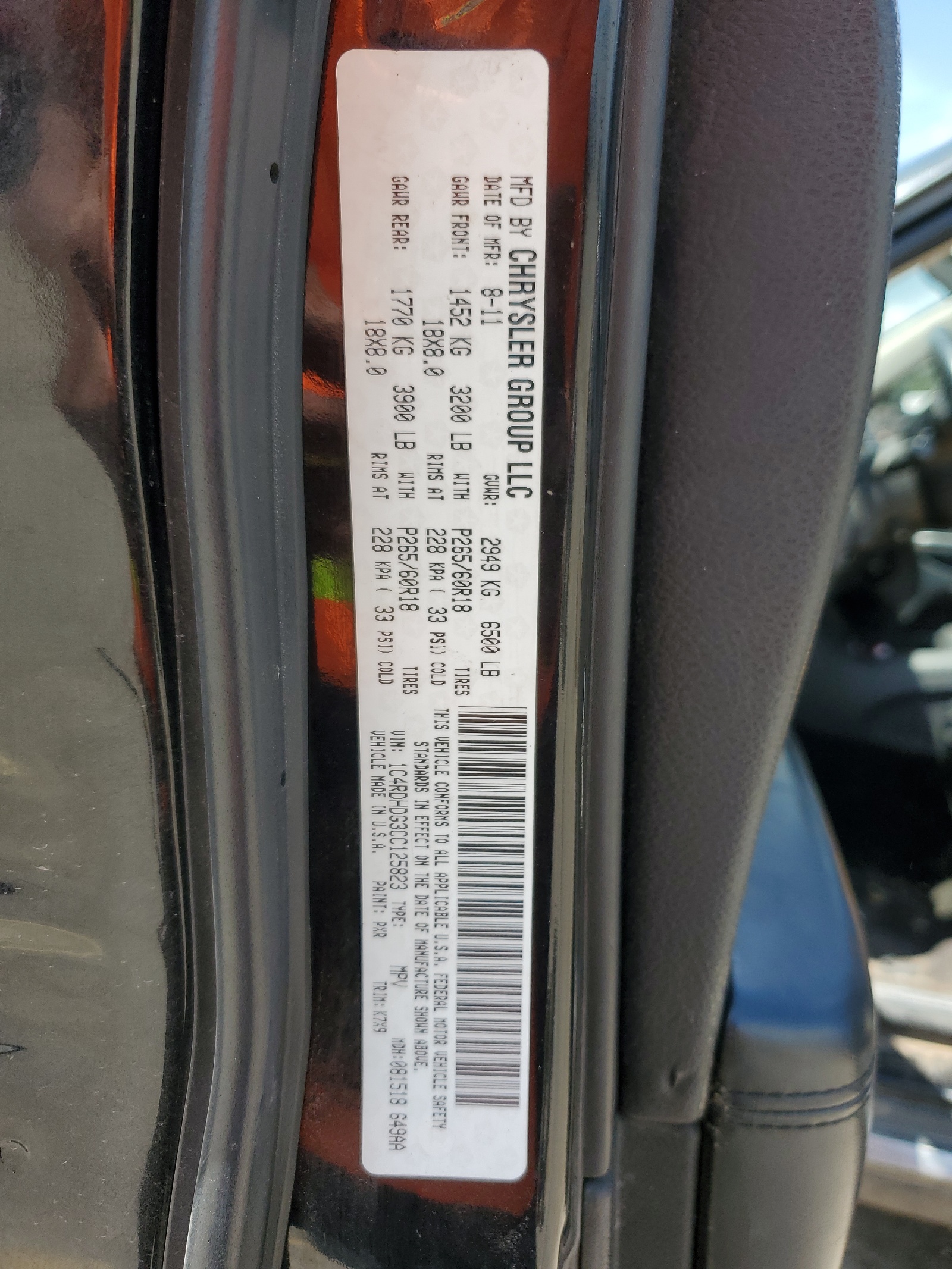 1C4RDHDG3CC125823 2012 Dodge Durango Crew