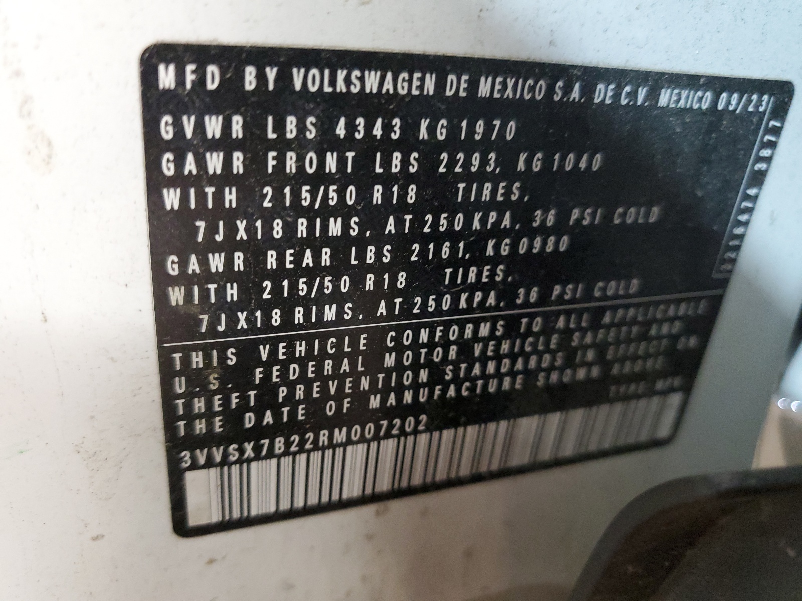 3VVSX7B22RM007202 2024 Volkswagen Taos Se