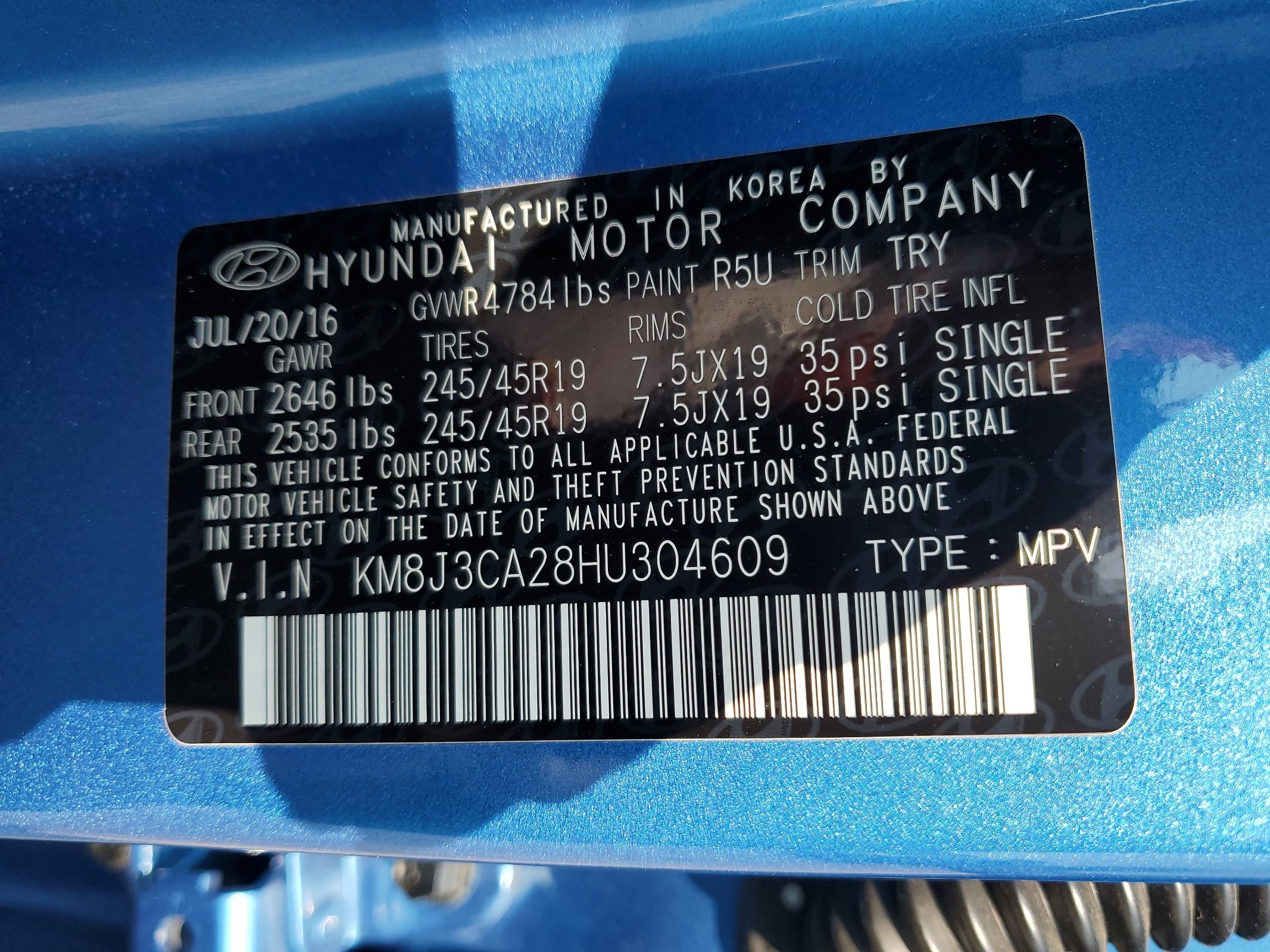 KM8J3CA28HU304609 2017 Hyundai Tucson Limited