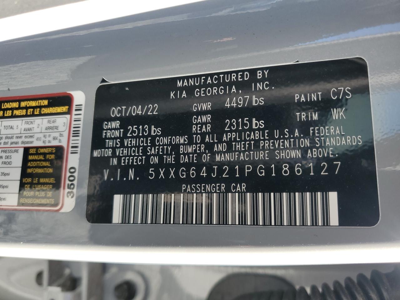 2023 Kia K5 Gt Line VIN: 5XXG64J21PG186127 Lot: 62120304