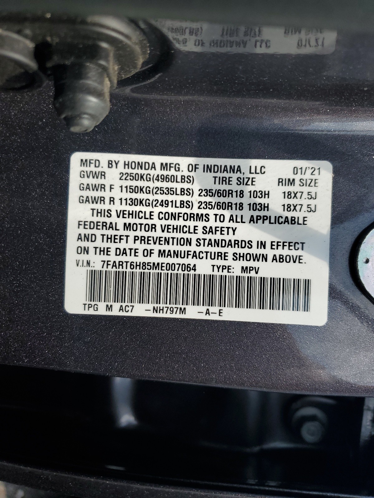 7FART6H85ME007064 2021 Honda Cr-V Exl