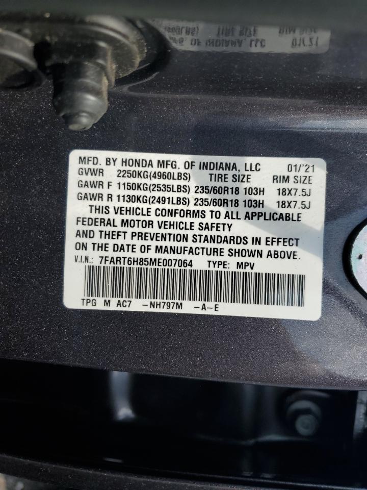 2021 Honda Cr-V Exl VIN: 7FART6H85ME007064 Lot: 64707374