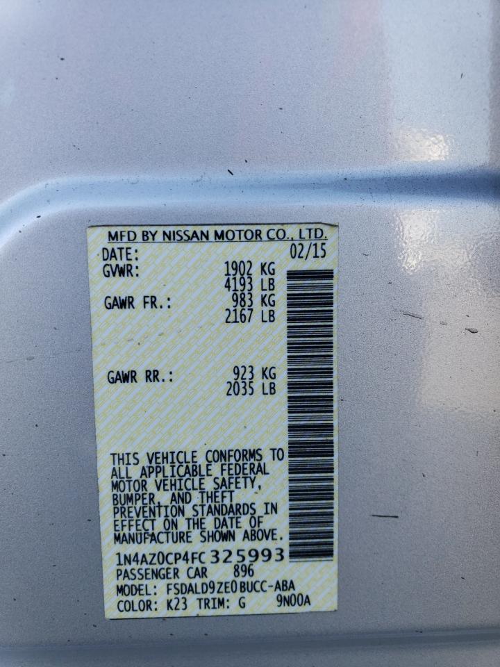 2015 Nissan Leaf S VIN: 1N4AZ0CP4FC325993 Lot: 64169604