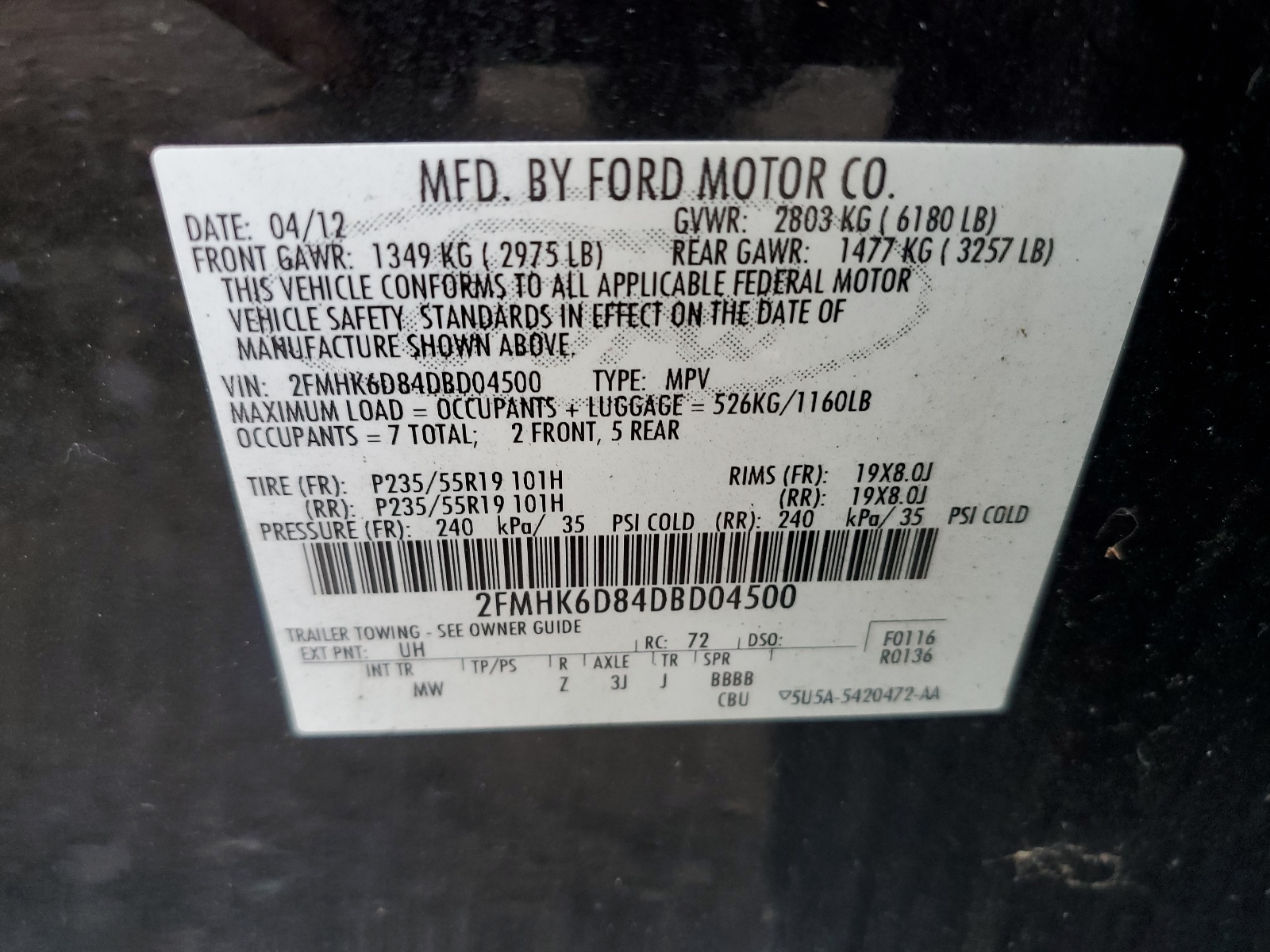 2FMHK6D84DBD04500 2013 Ford Flex Limited
