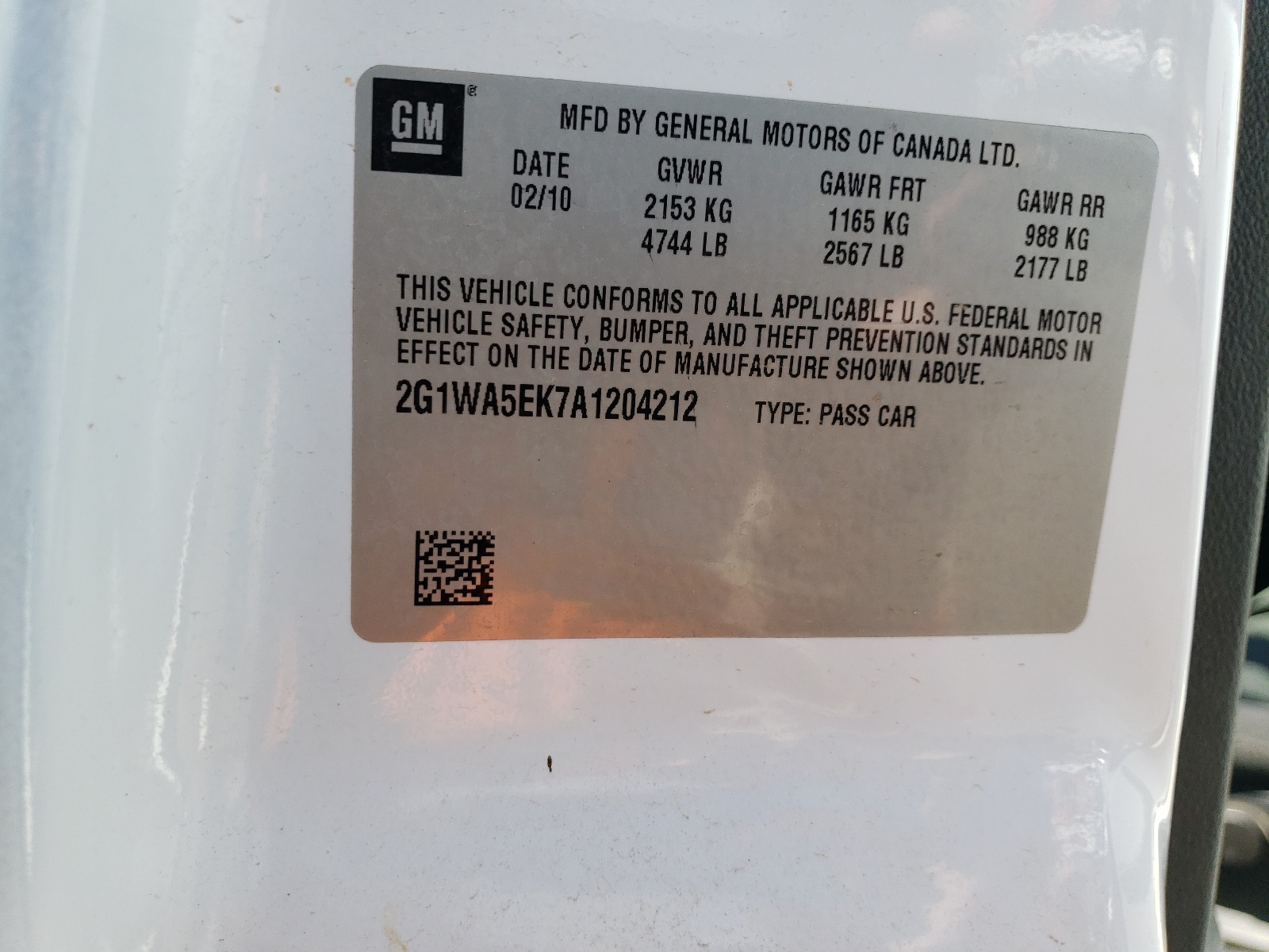 2G1WA5EK7A1204212 2010 Chevrolet Impala Ls