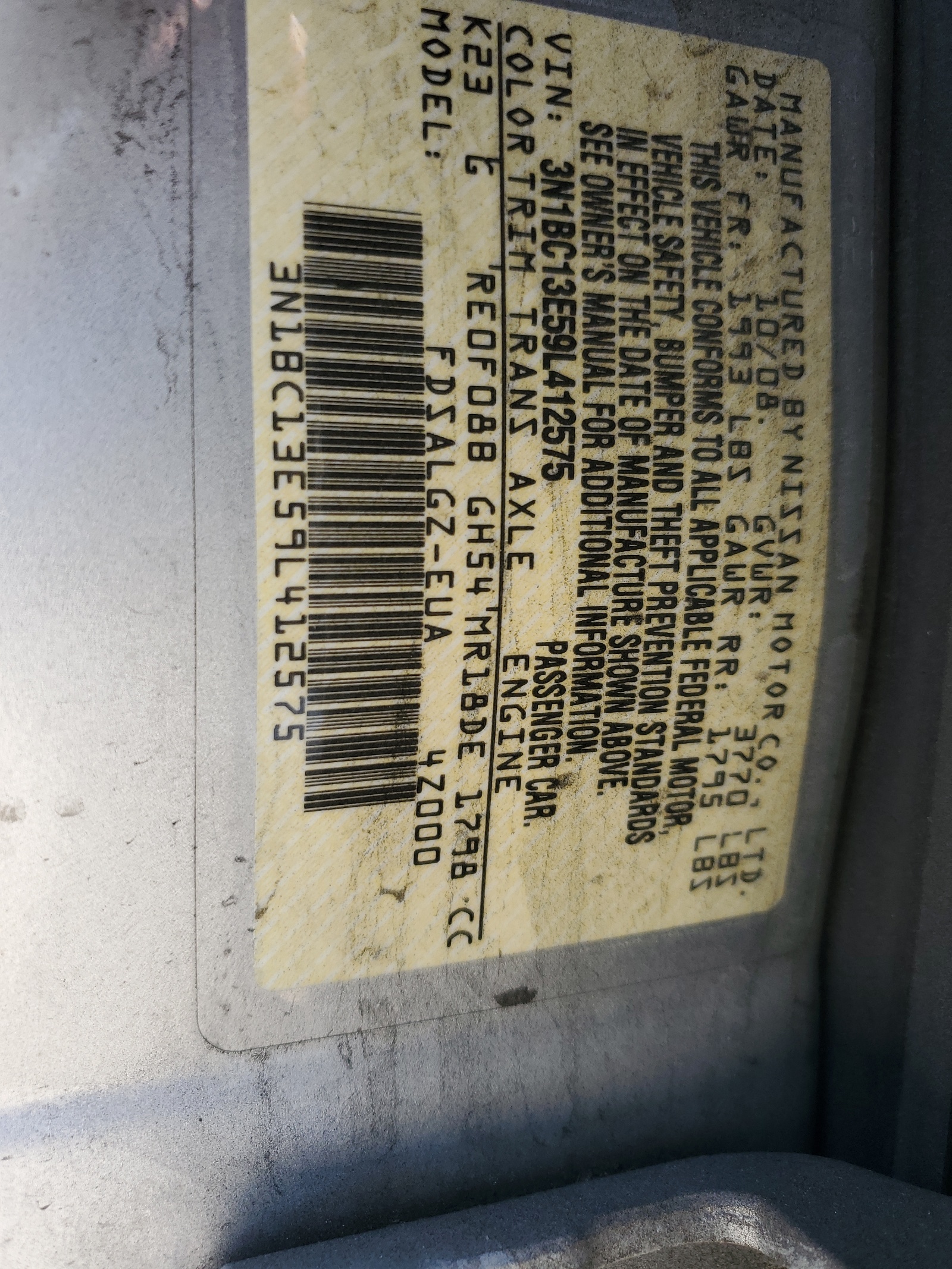3N1BC13E59L412575 2009 Nissan Versa S