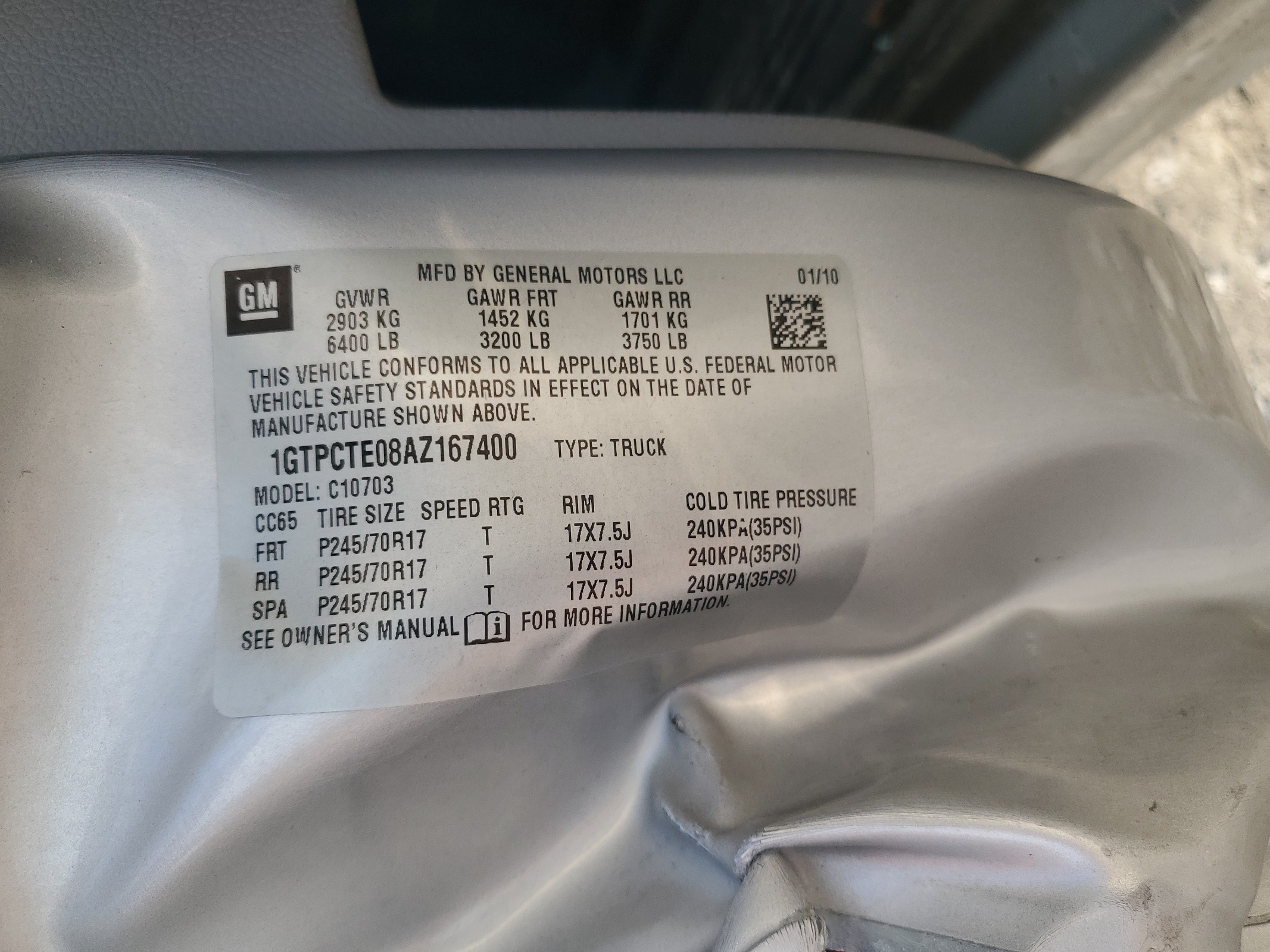 1GTPCTE08AZ167400 2010 GMC Sierra C1500