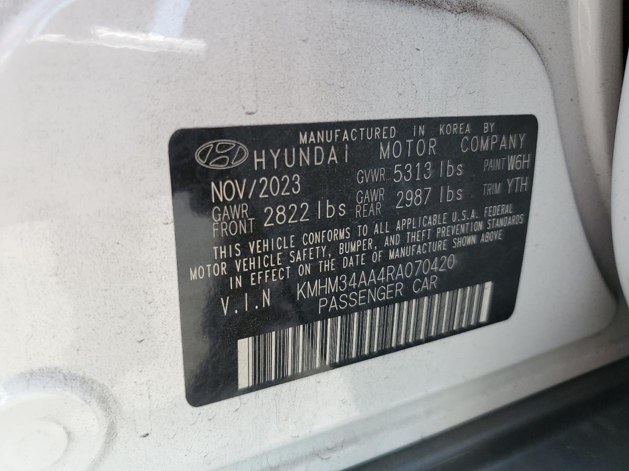 2024 Hyundai Ioniq 6 Sel VIN: KMHM34AA4RA070420 Lot: 62307754