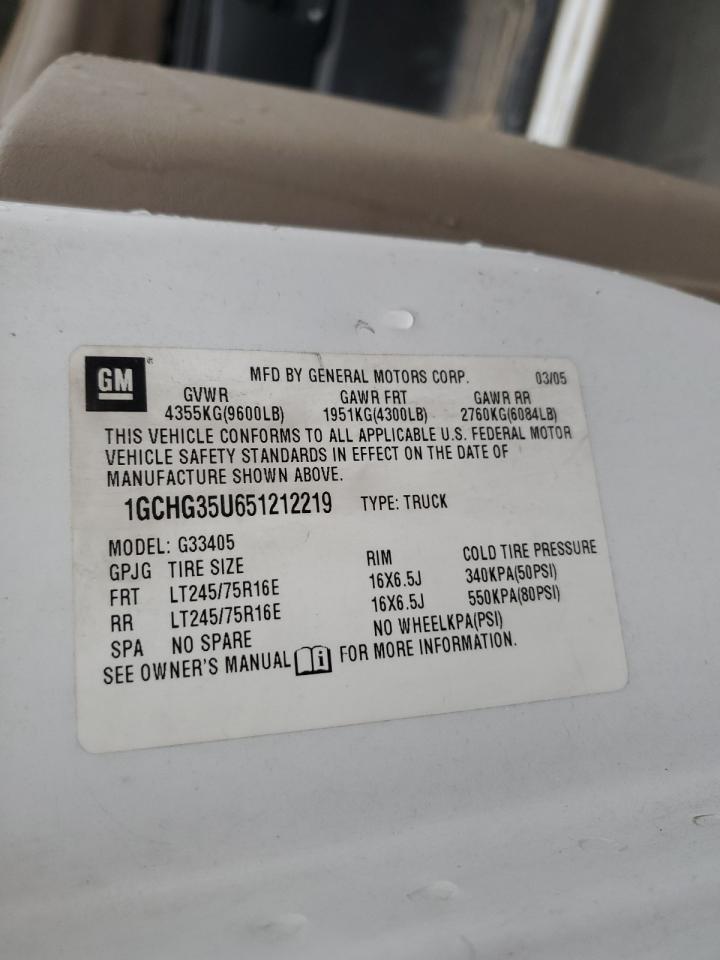 2005 Chevrolet Express G3500 VIN: 1GCHG35U651212219 Lot: 63474734