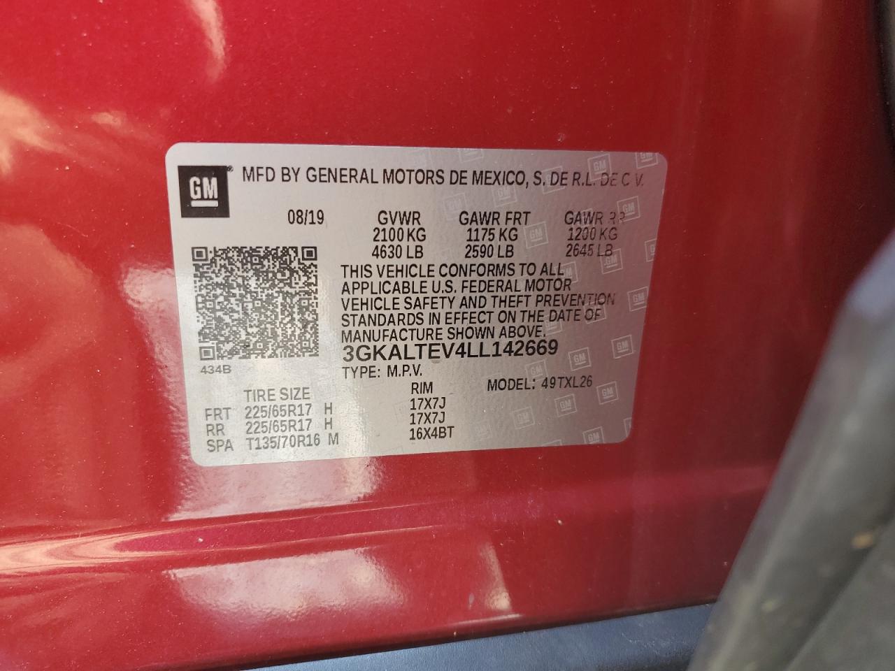 2020 GMC Terrain Sle VIN: 3GKALTEV4LL142669 Lot: 64694124