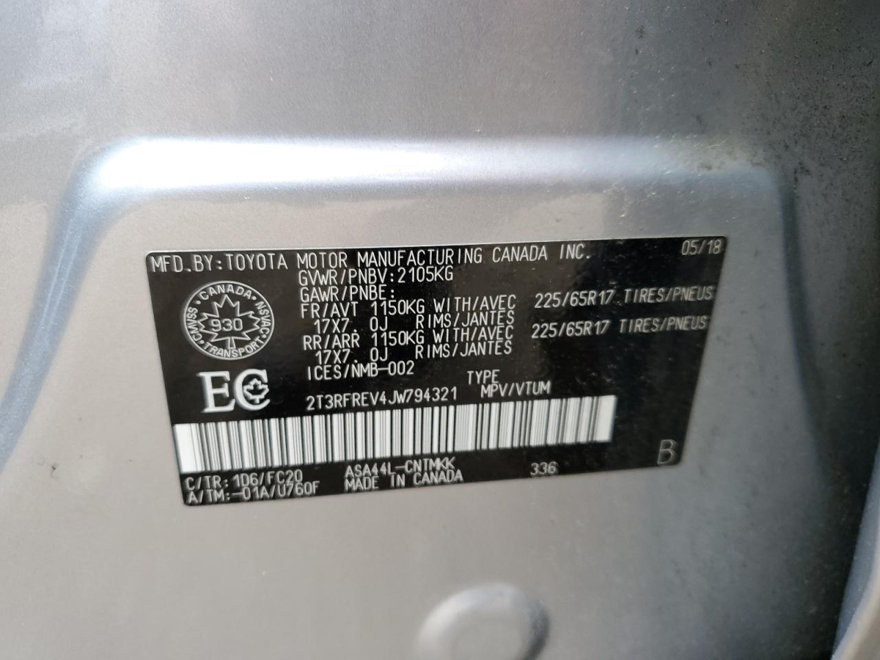 2018 Toyota Rav4 Adventure VIN: 2T3RFREV4JW794321 Lot: 60971904