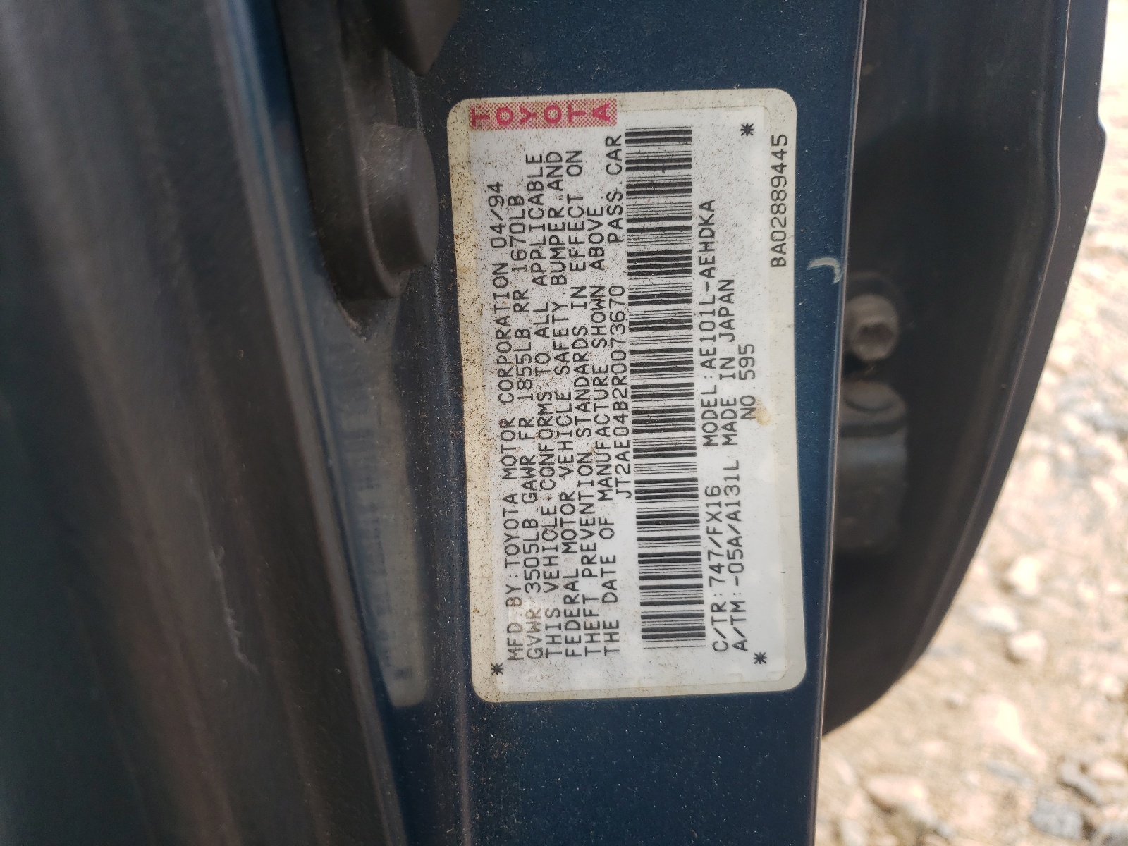 JT2AE04B2R0073670 1994 Toyota Corolla