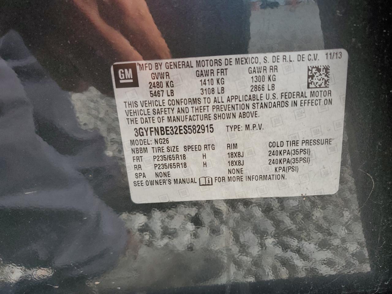 2014 Cadillac Srx Luxury Collection VIN: 3GYFNBE32ES582915 Lot: 61246814