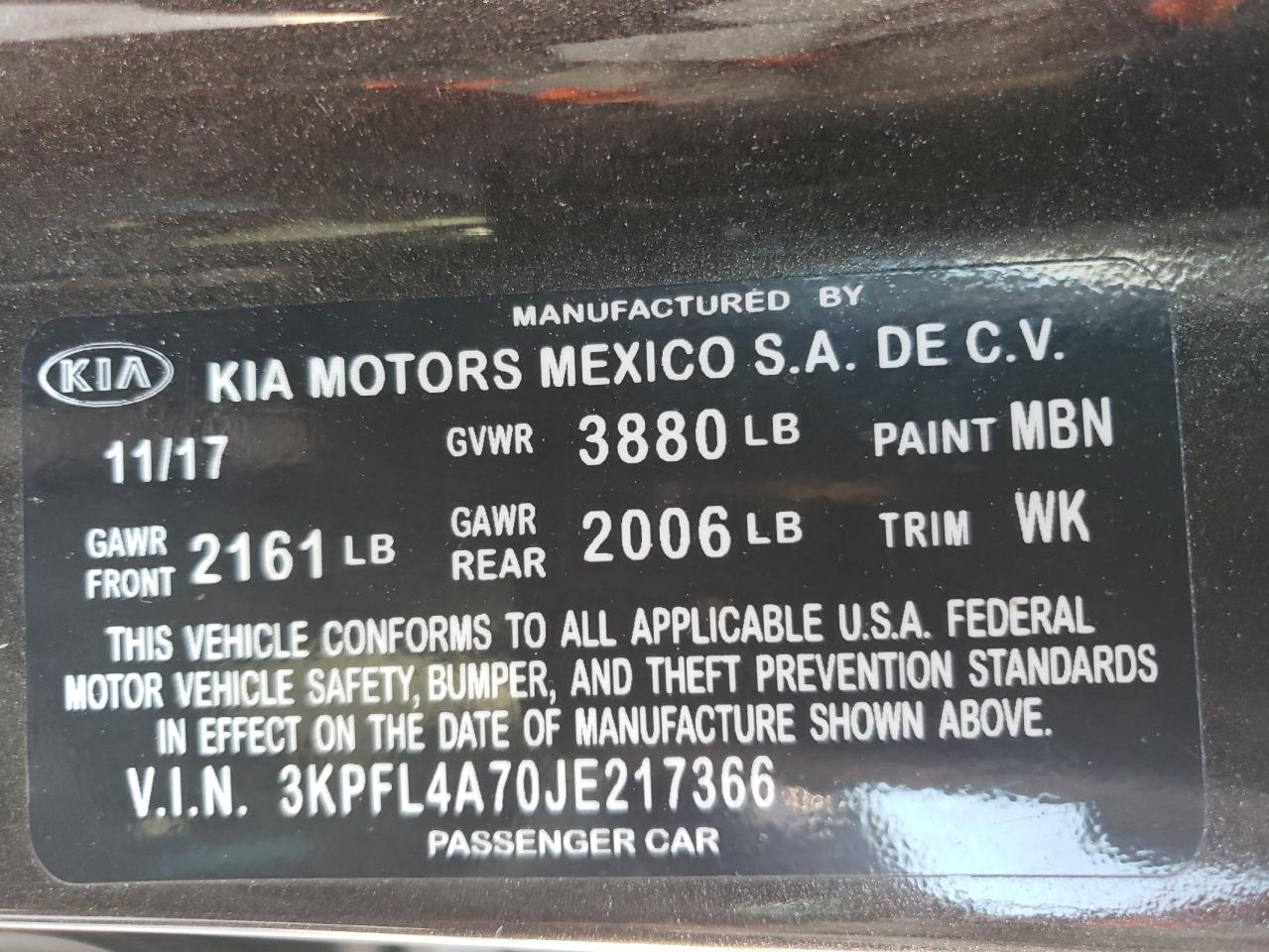 2018 Kia Forte Lx VIN: 3KPFL4A70JE217366 Lot: 62798304