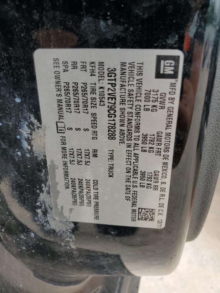 2012 GMC Sierra K1500 Sle VIN: 3GTP2VE79CG178288 Lot: 62331524